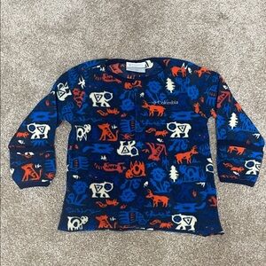 Columbia Blue and Orange Graphic Fleece Pullover
